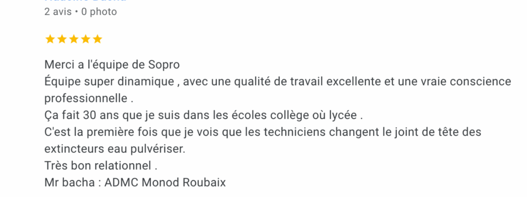 Commentaire client sopro la sécurité incendie